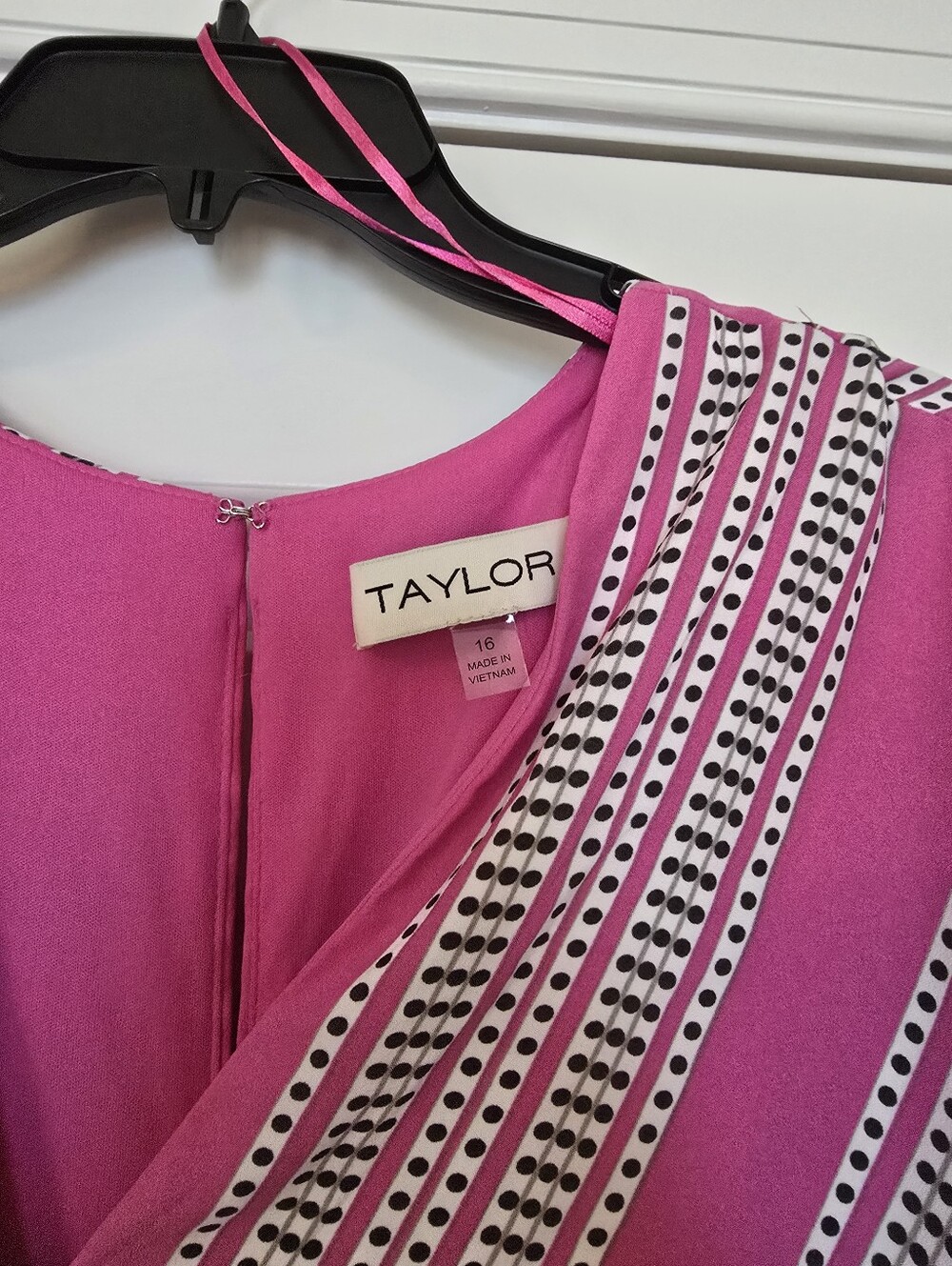 Taylor Bright Pink Polka-Trim Dress